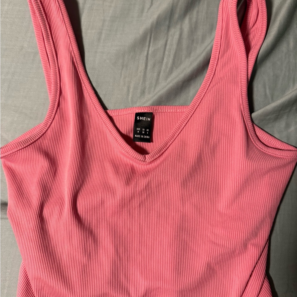 SHEIN Pink Ribbed Sleeveless Top